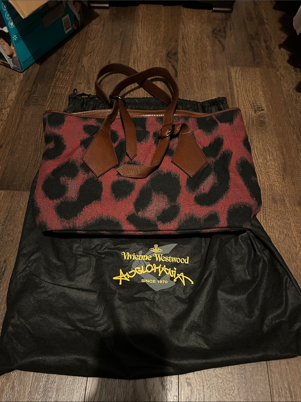 Vivienne Westwood Anglomania Red and Black Leopard-Print Tote